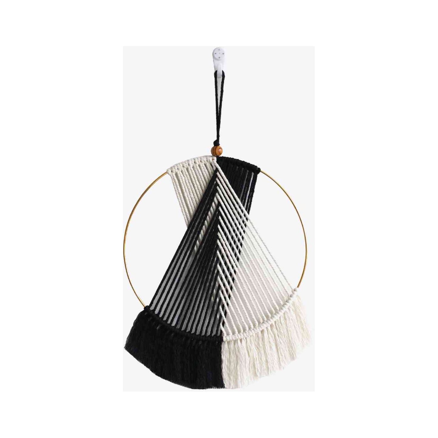 Contrast Fringe Round Macrame Wall Hanging