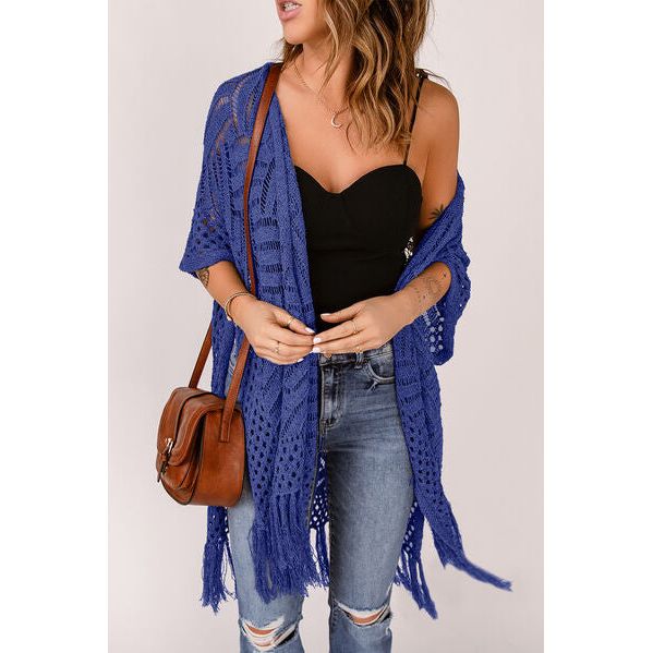 Spring Wrap Cardigan with Fringes