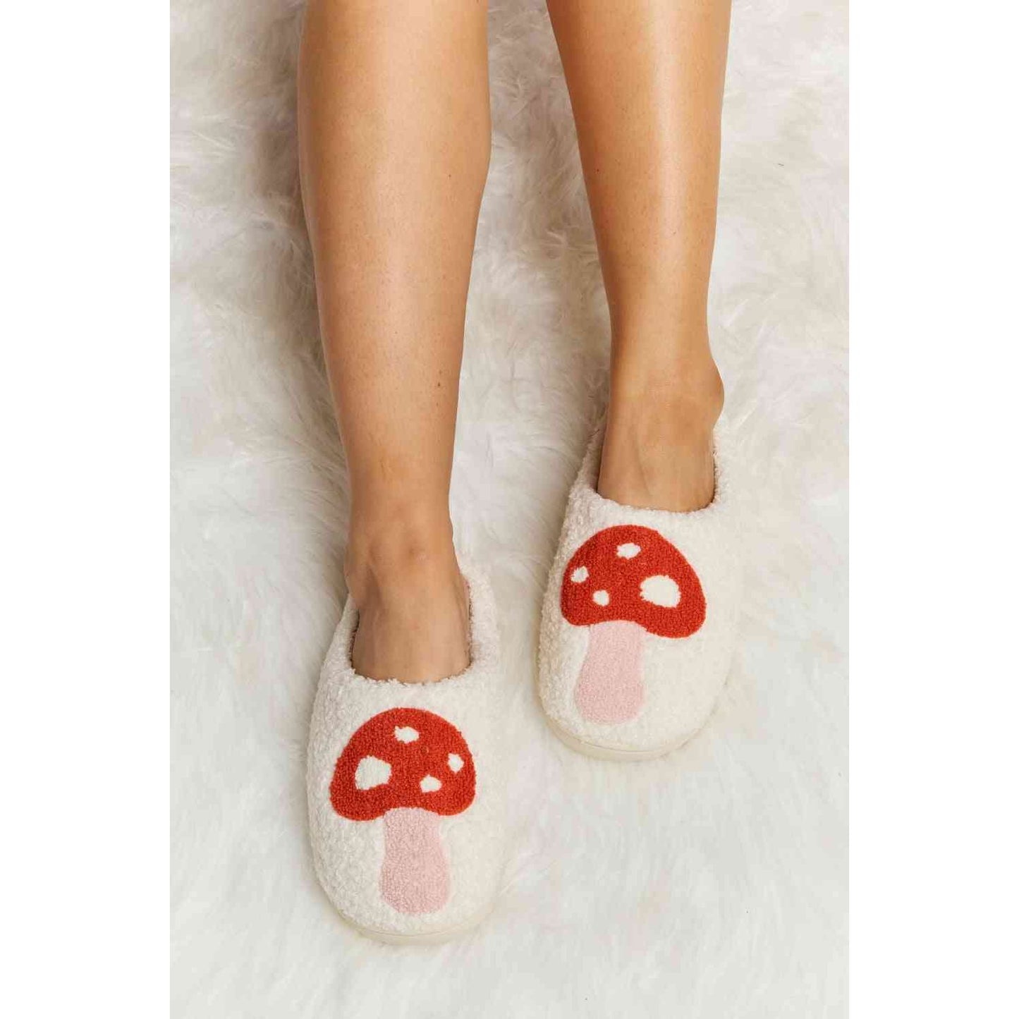 Shroomy Print Plush Slide Slippers