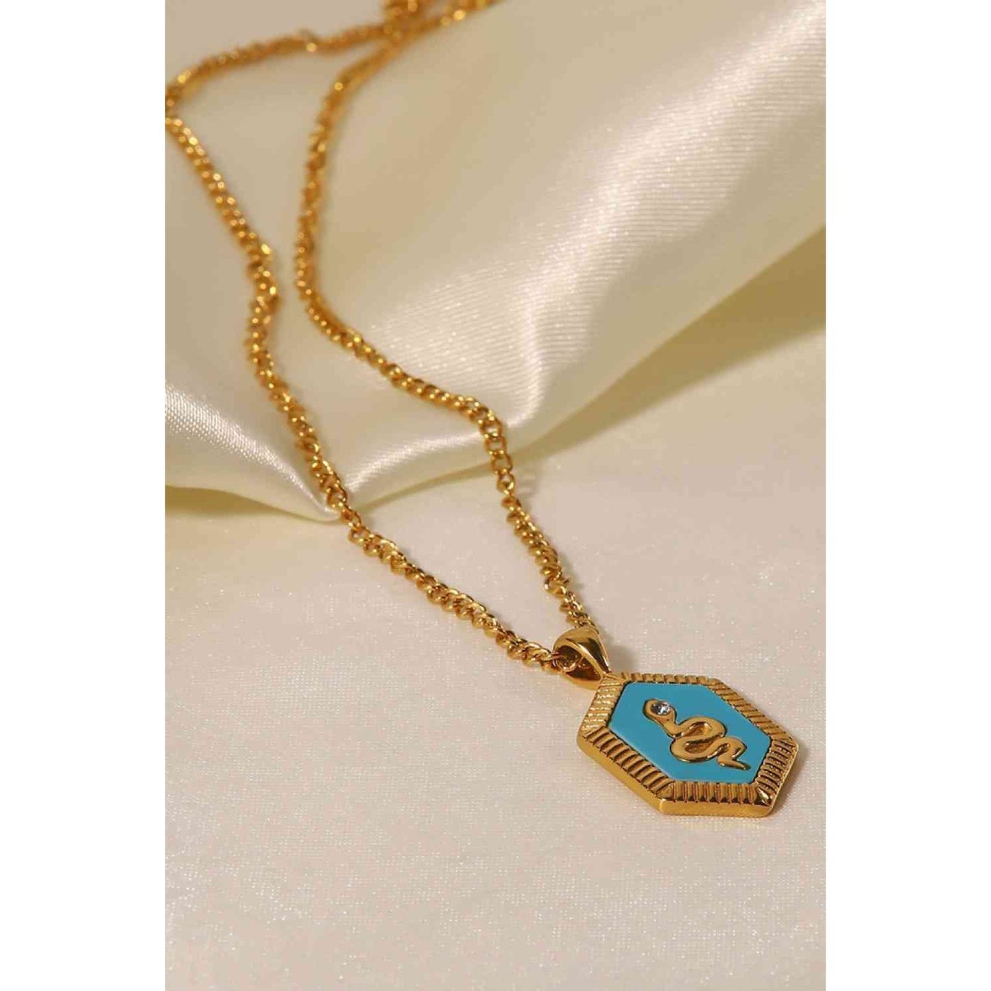 18K Gold Plated Snake Geometric Pendant Necklace