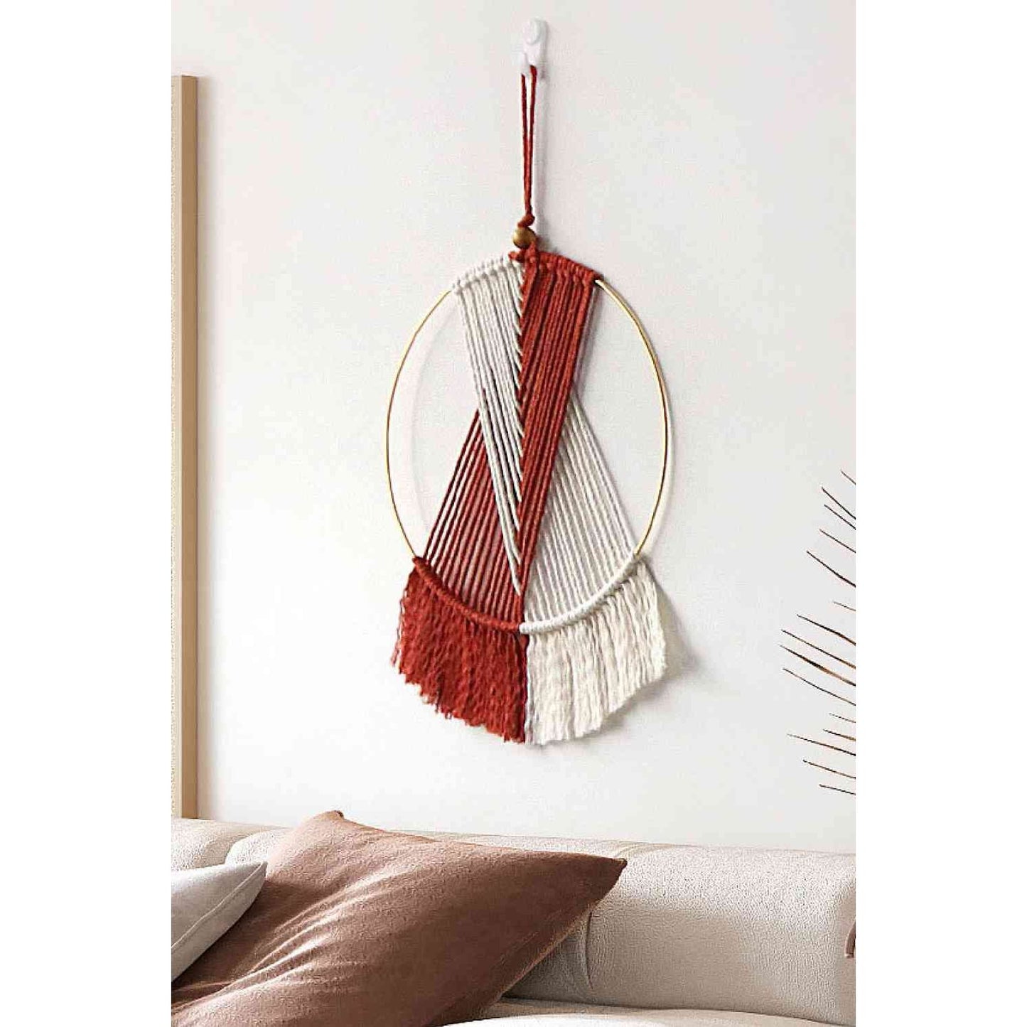 Contrast Fringe Round Macrame Wall Hanging