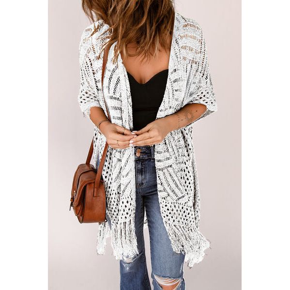 Spring Wrap Cardigan with Fringes