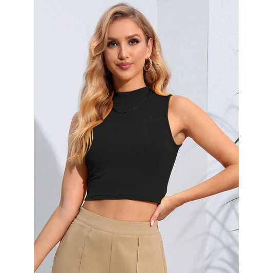 Mock Neck Cropped Tank