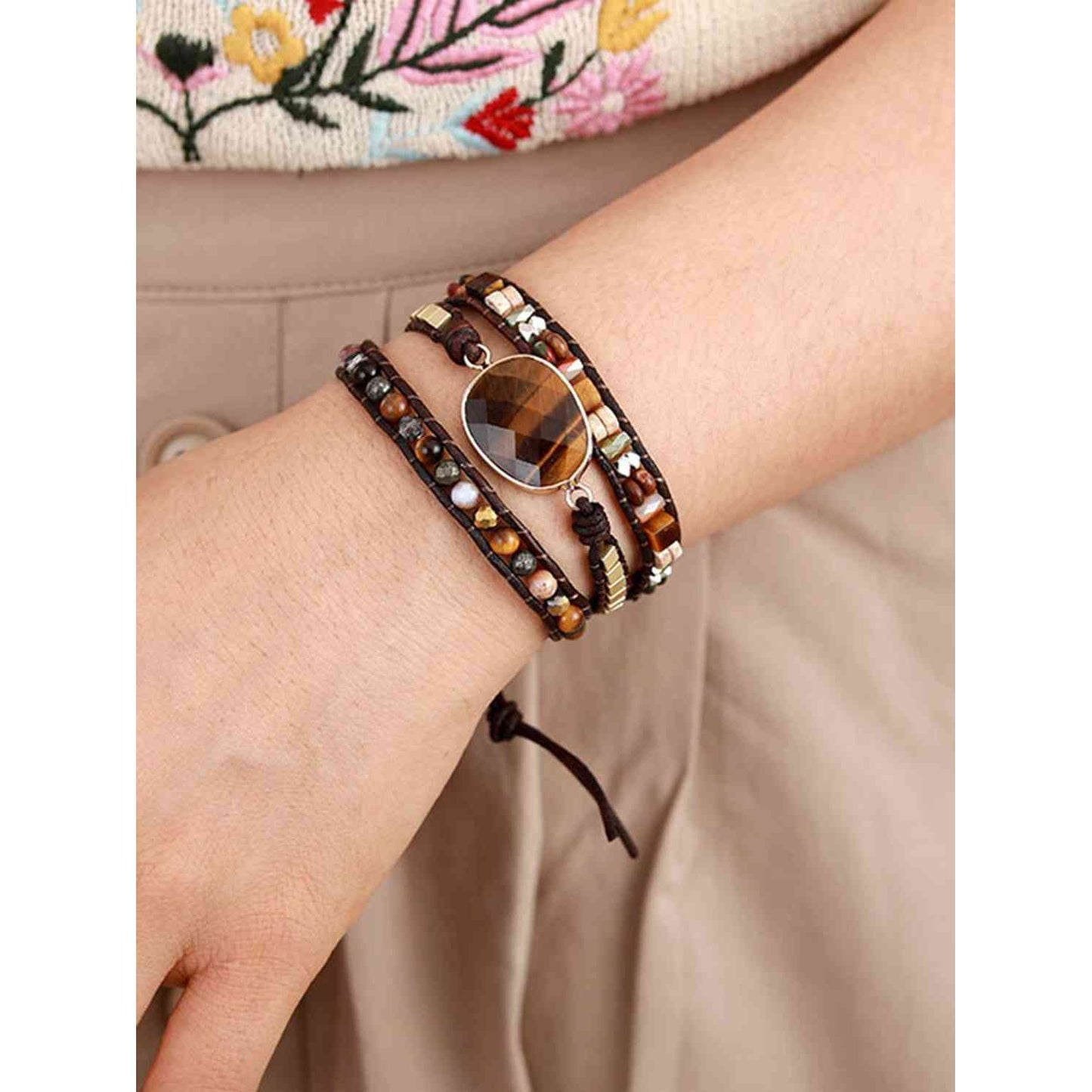 Geometrical Shape Triple-Layer Bracelet