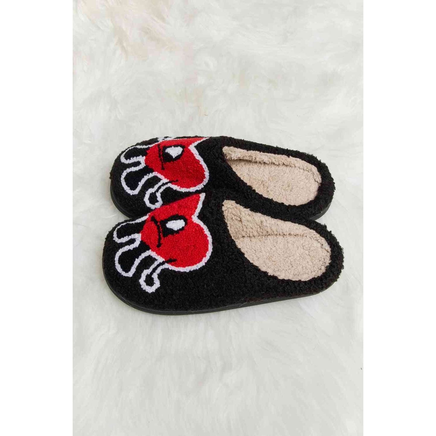 Sad Heart Print Plush Slippers