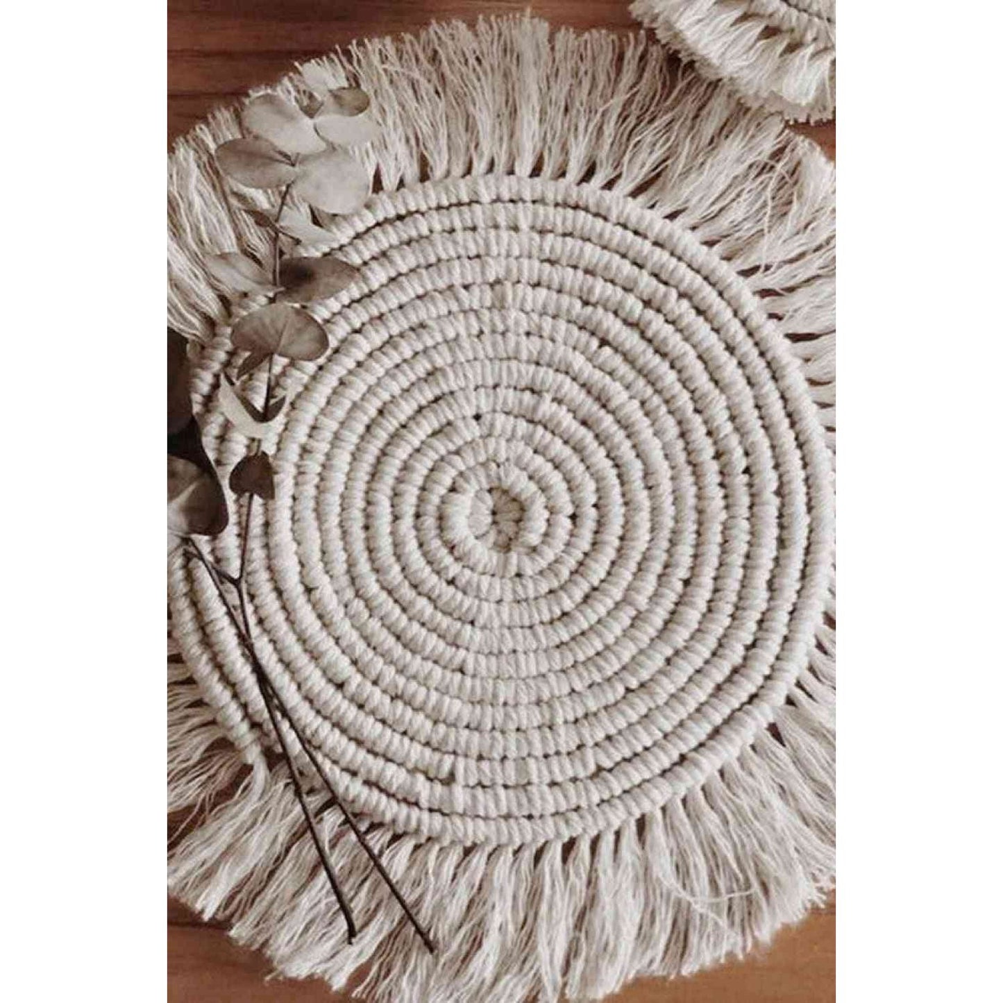 2-Piece Macrame Round Cup Mat