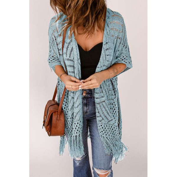 Spring Wrap Cardigan with Fringes