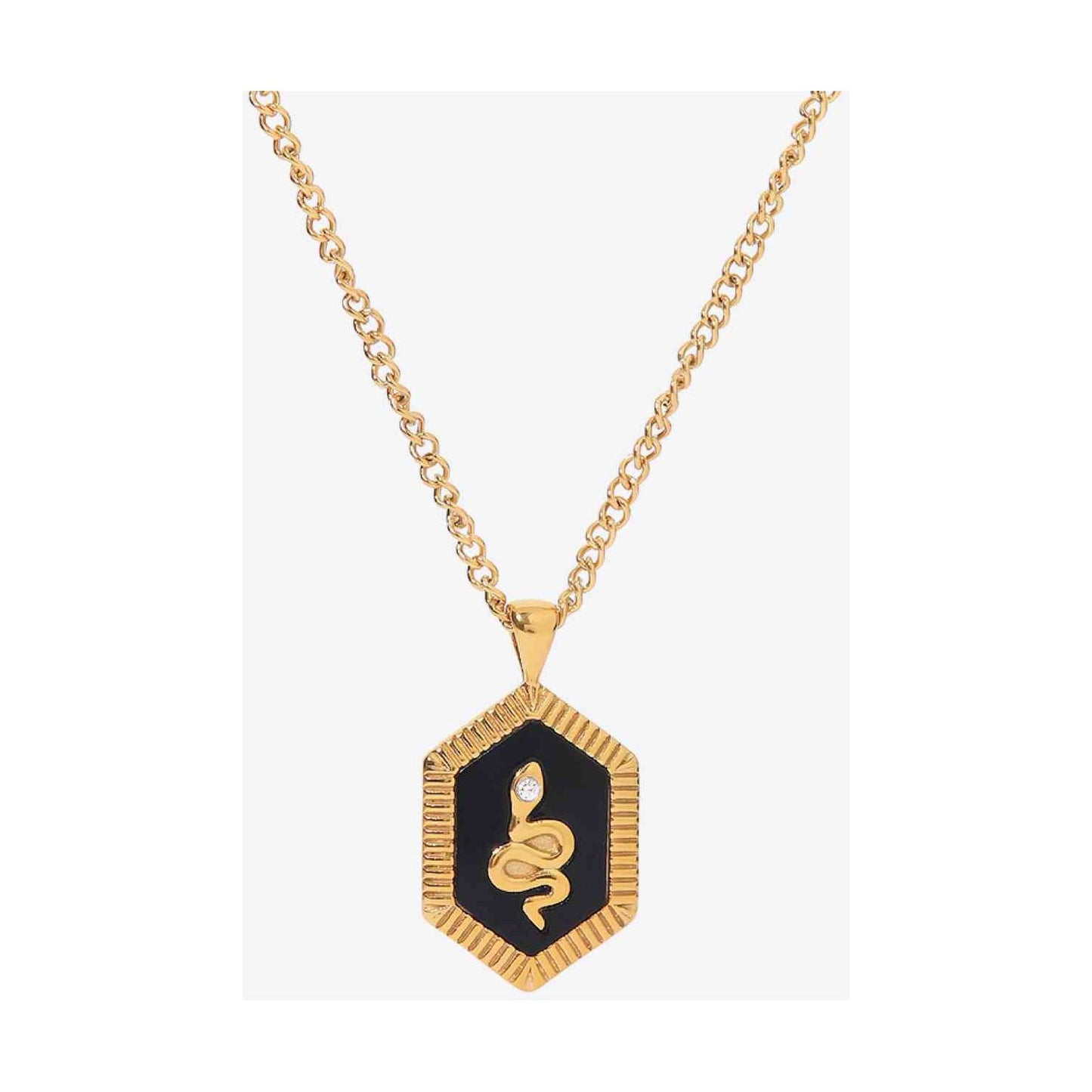 18K Gold Plated Snake Geometric Pendant Necklace