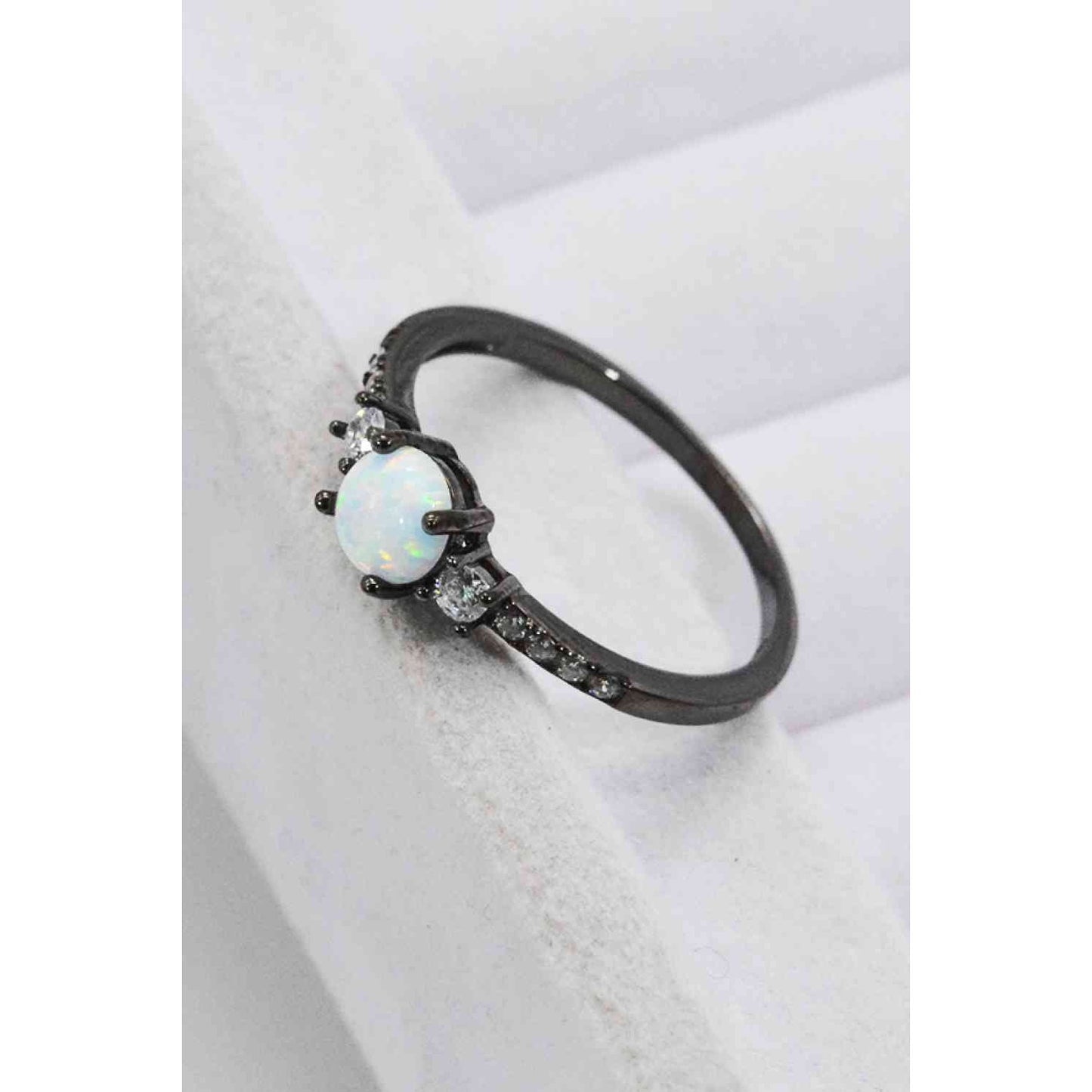 925 Sterling Silver Round Opal Ring