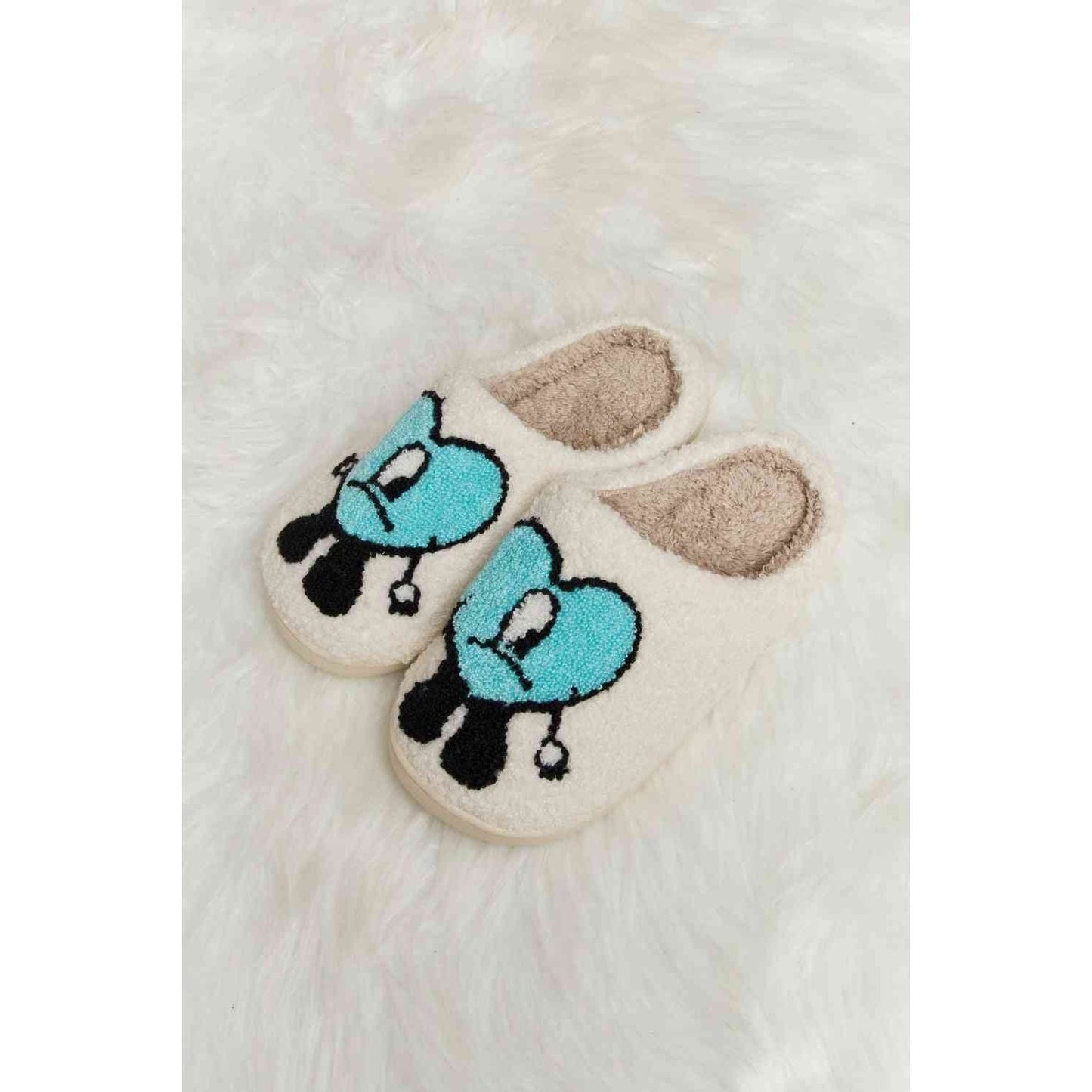 Sad Heart Print Plush Slippers