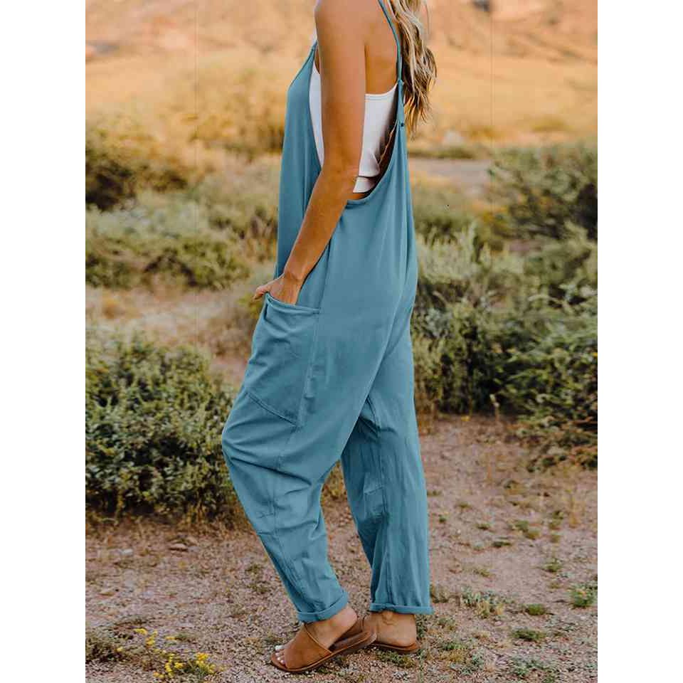 Double Take  V-Neck Sleeveless Jumpsuit with Pocket