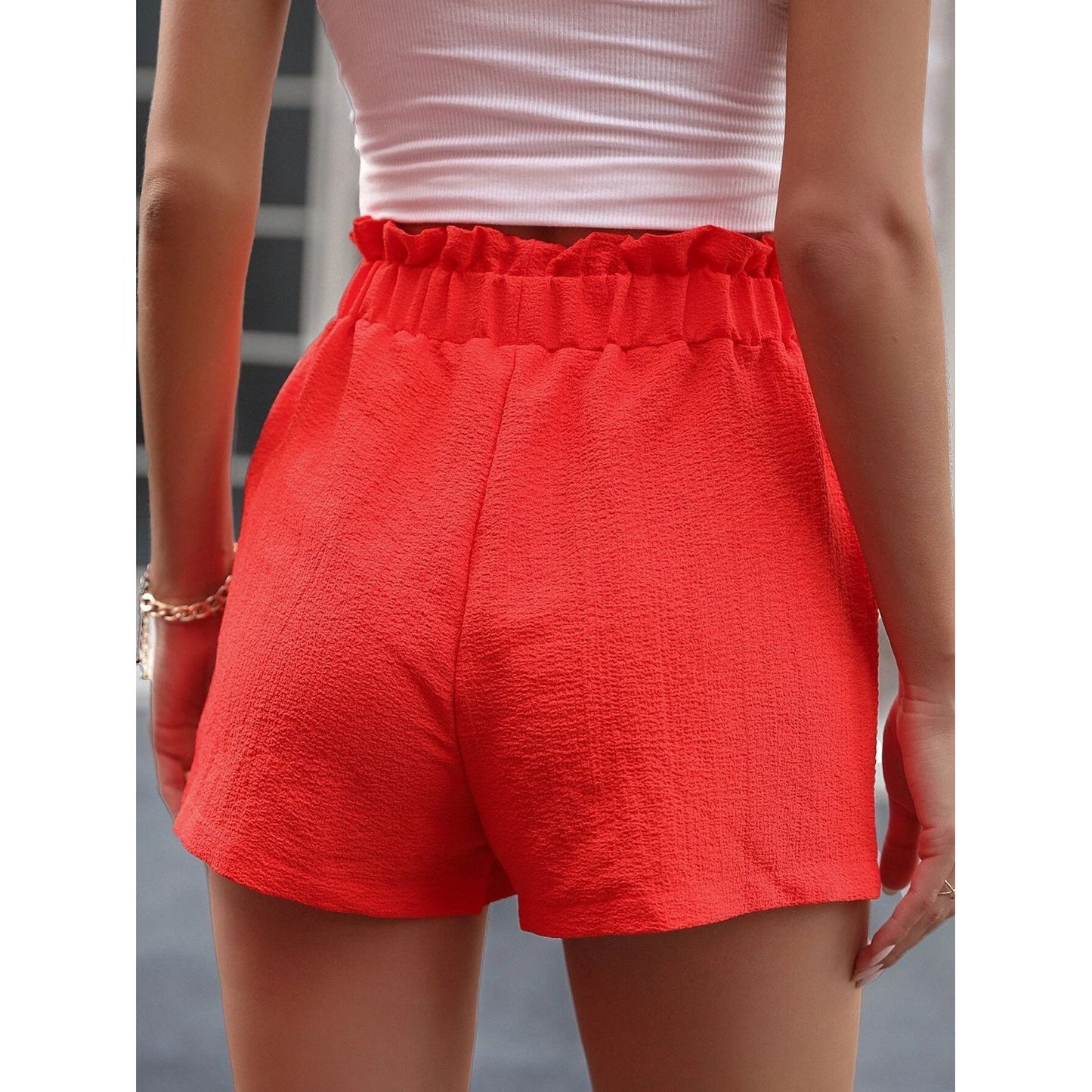 Tied High Waist Shorts with Pockets