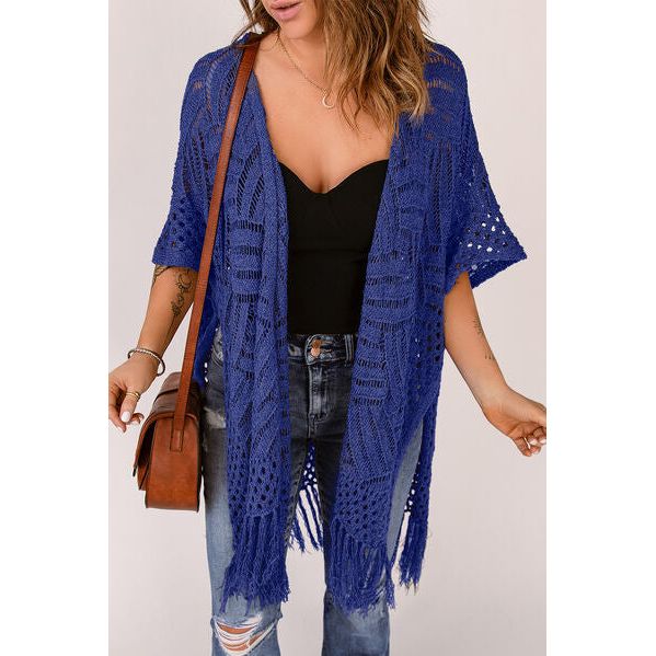 Spring Wrap Cardigan with Fringes