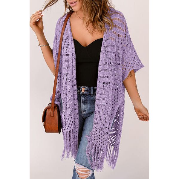 Spring Wrap Cardigan with Fringes