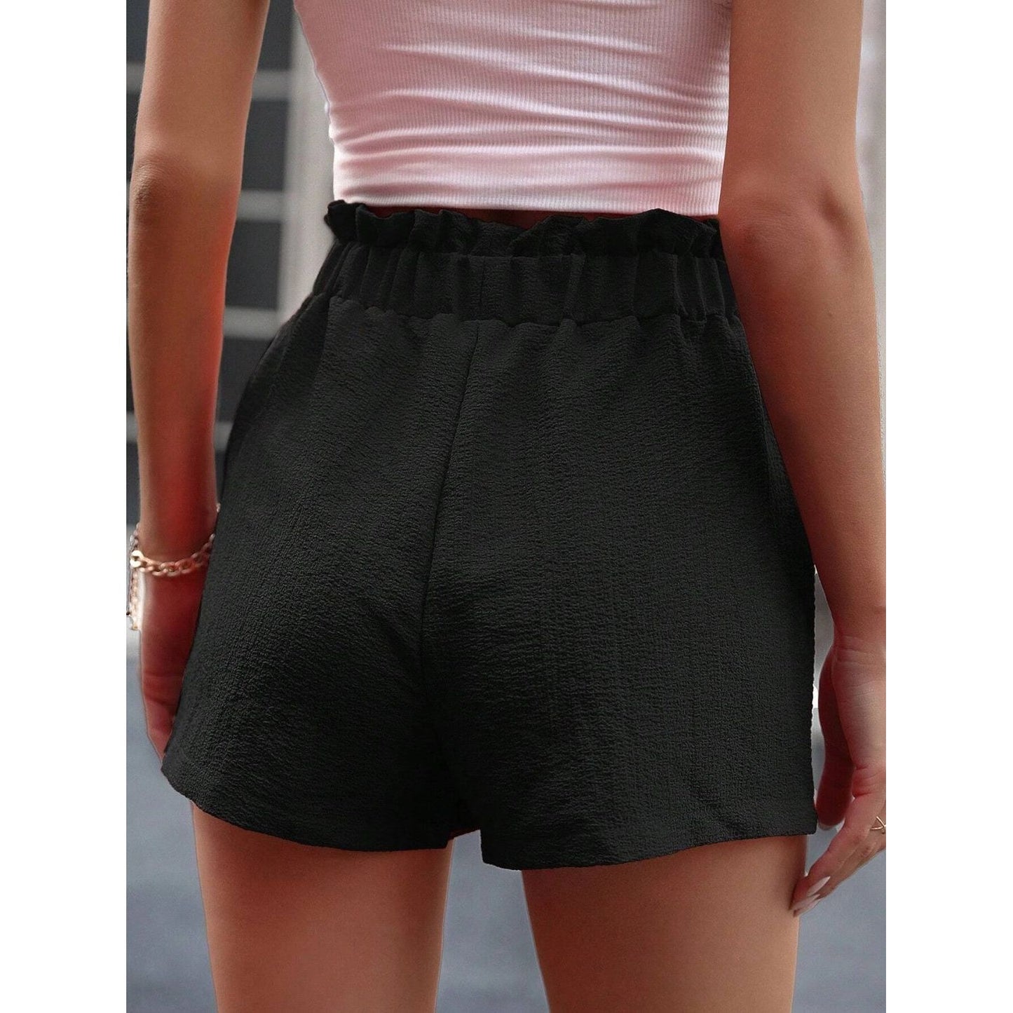 Tied High Waist Shorts with Pockets