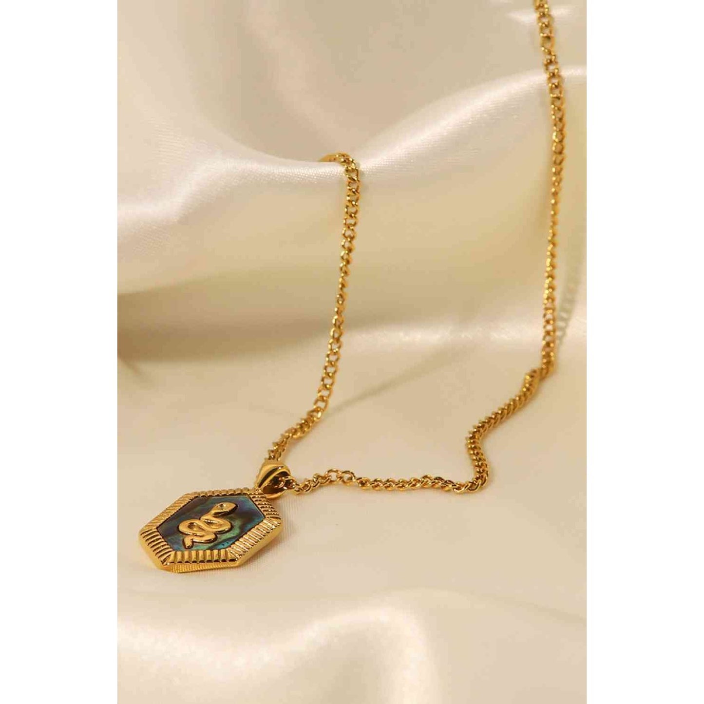 18K Gold Plated Snake Geometric Pendant Necklace