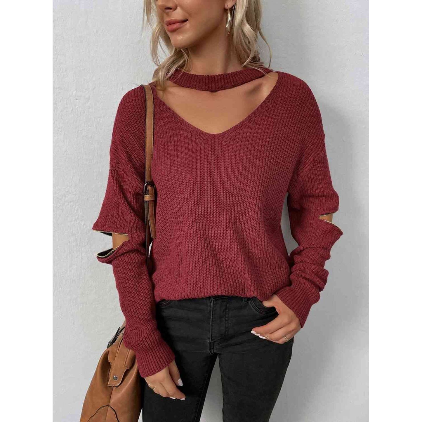 Cutout Zip Detail Sweater