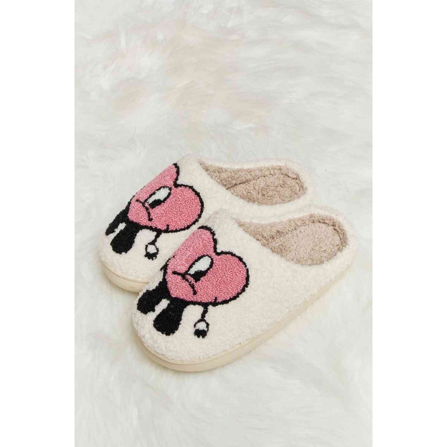 Sad Heart Print Plush Slippers