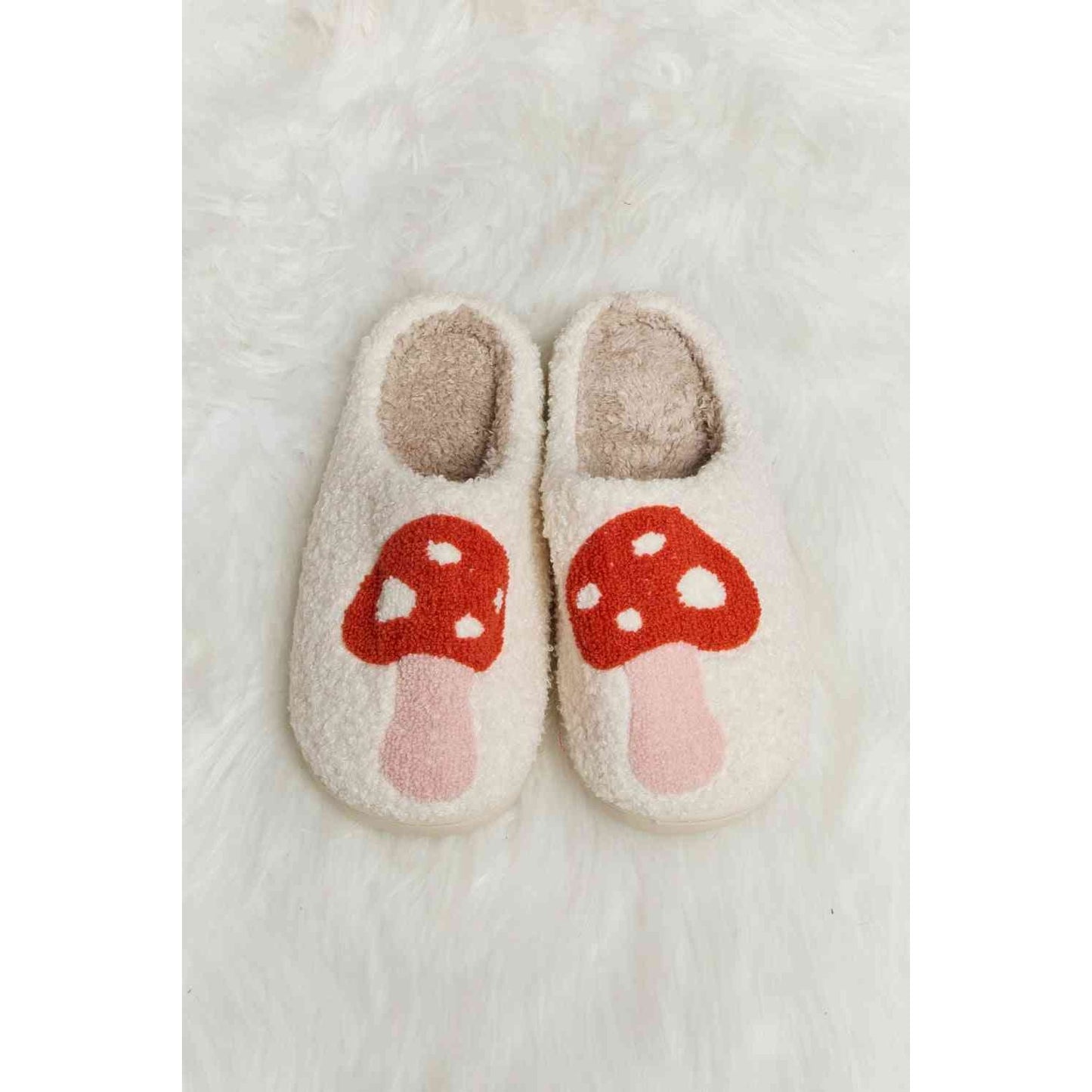 Shroomy Print Plush Slide Slippers