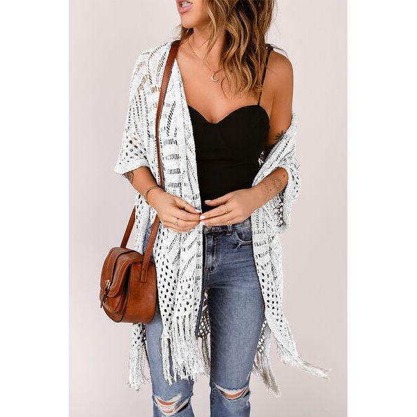 Spring Wrap Cardigan with Fringes