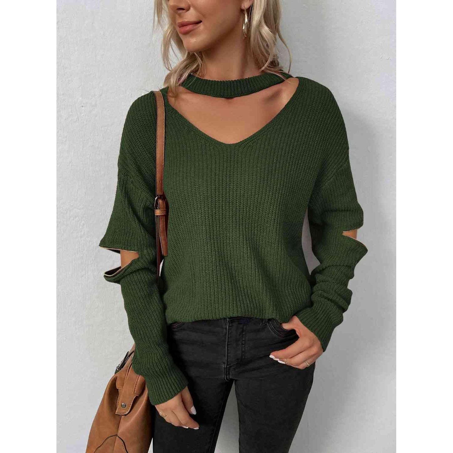 Cutout Zip Detail Sweater