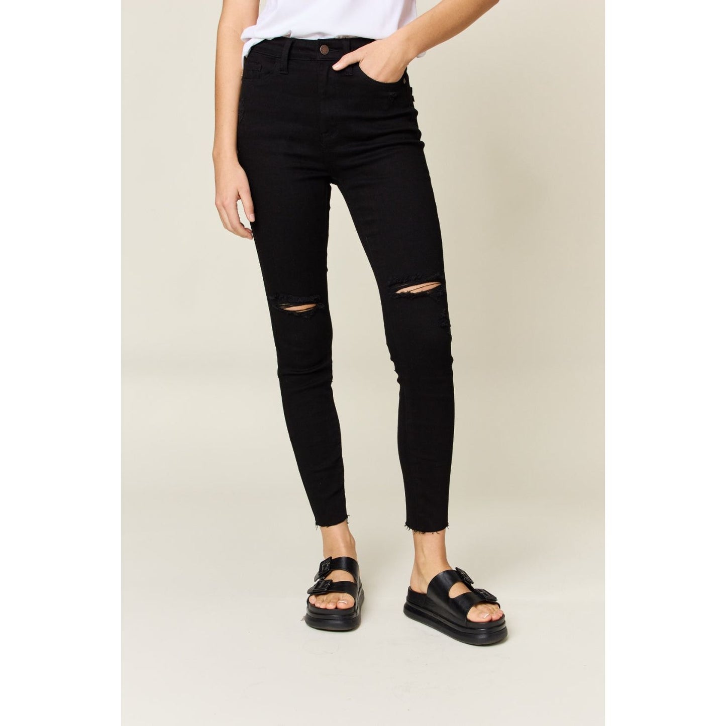 Judy Blue Distressed Tummy Control High Waist Skinny Jeans