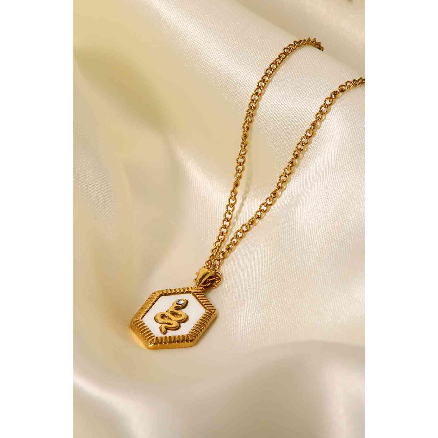 18K Gold Plated Snake Geometric Pendant Necklace