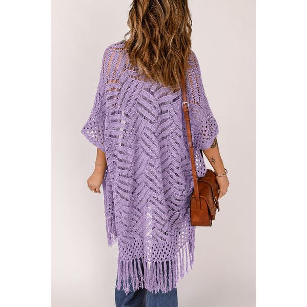 Spring Wrap Cardigan with Fringes