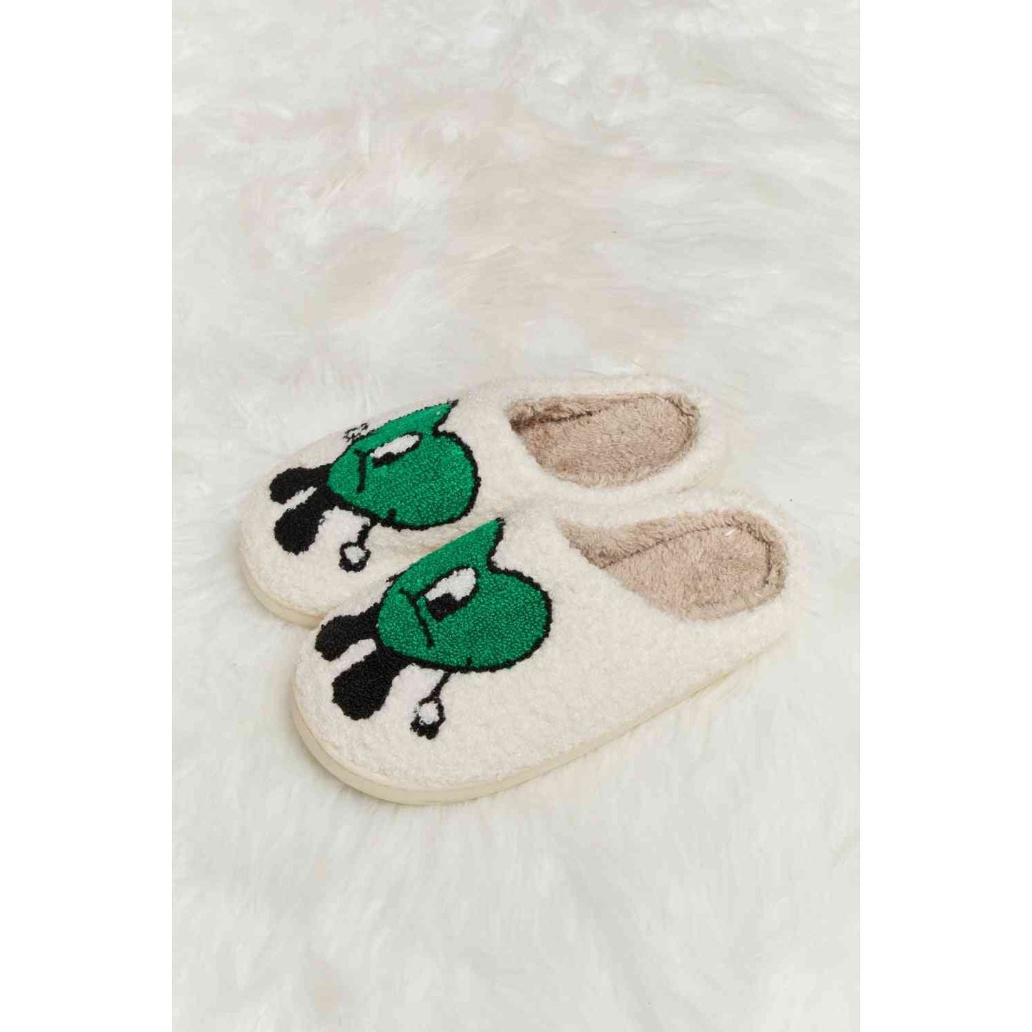 Sad Heart Print Plush Slippers