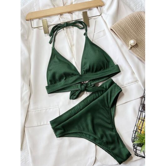 Tied Halter Neck Bikini Set