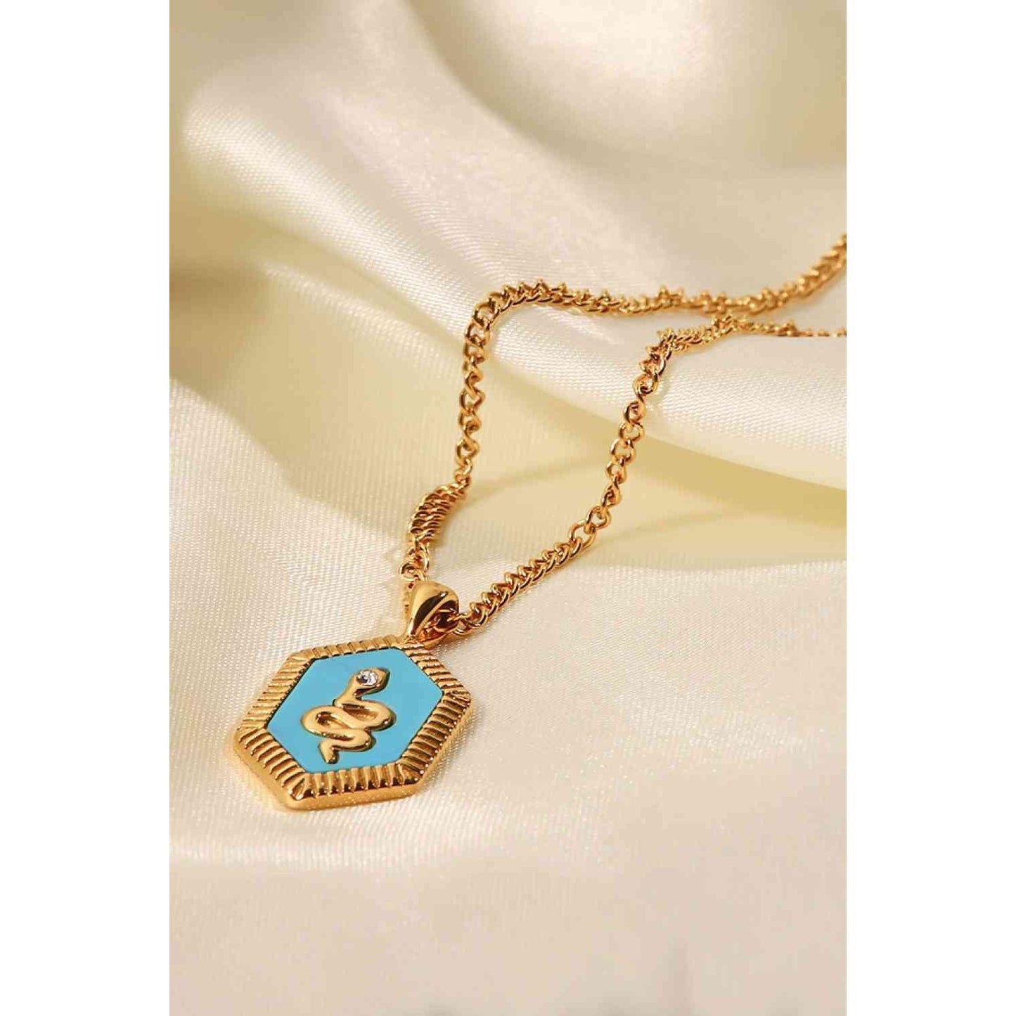 18K Gold Plated Snake Geometric Pendant Necklace