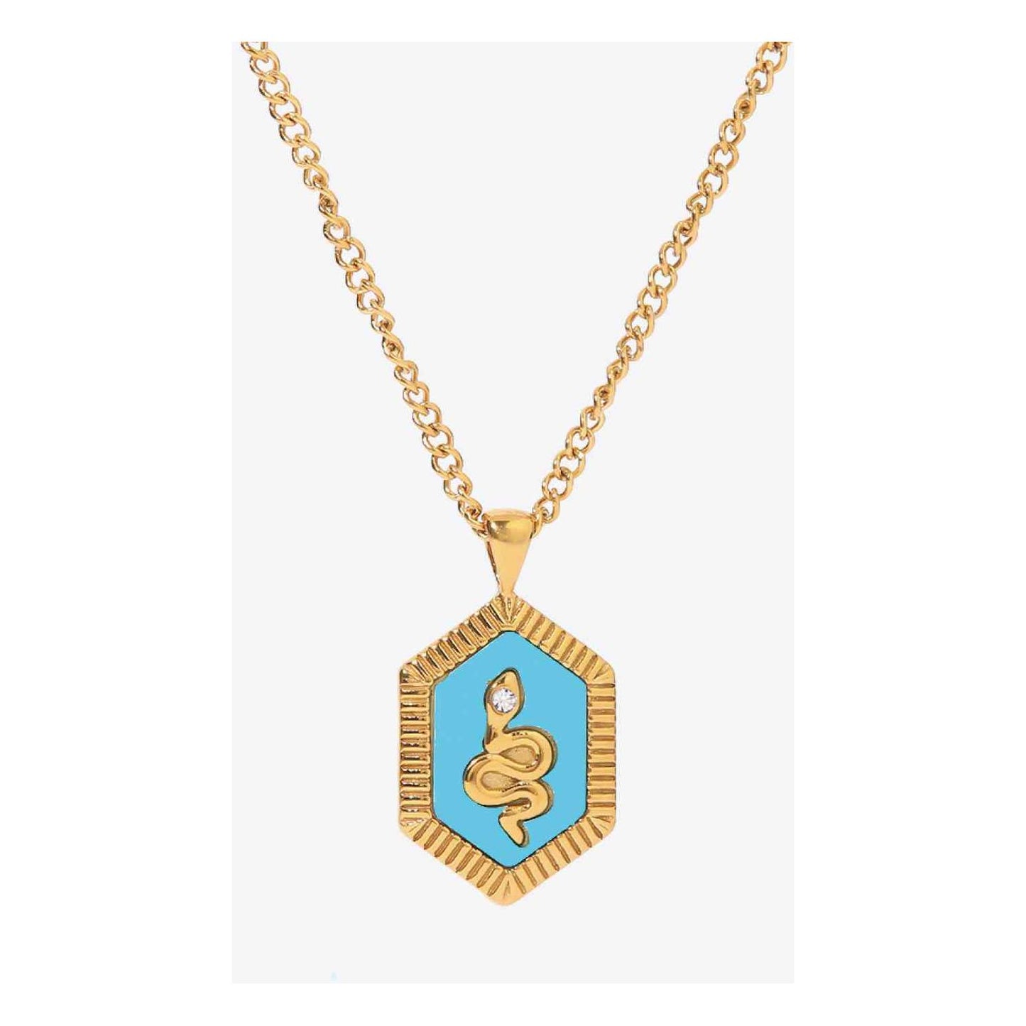 18K Gold Plated Snake Geometric Pendant Necklace