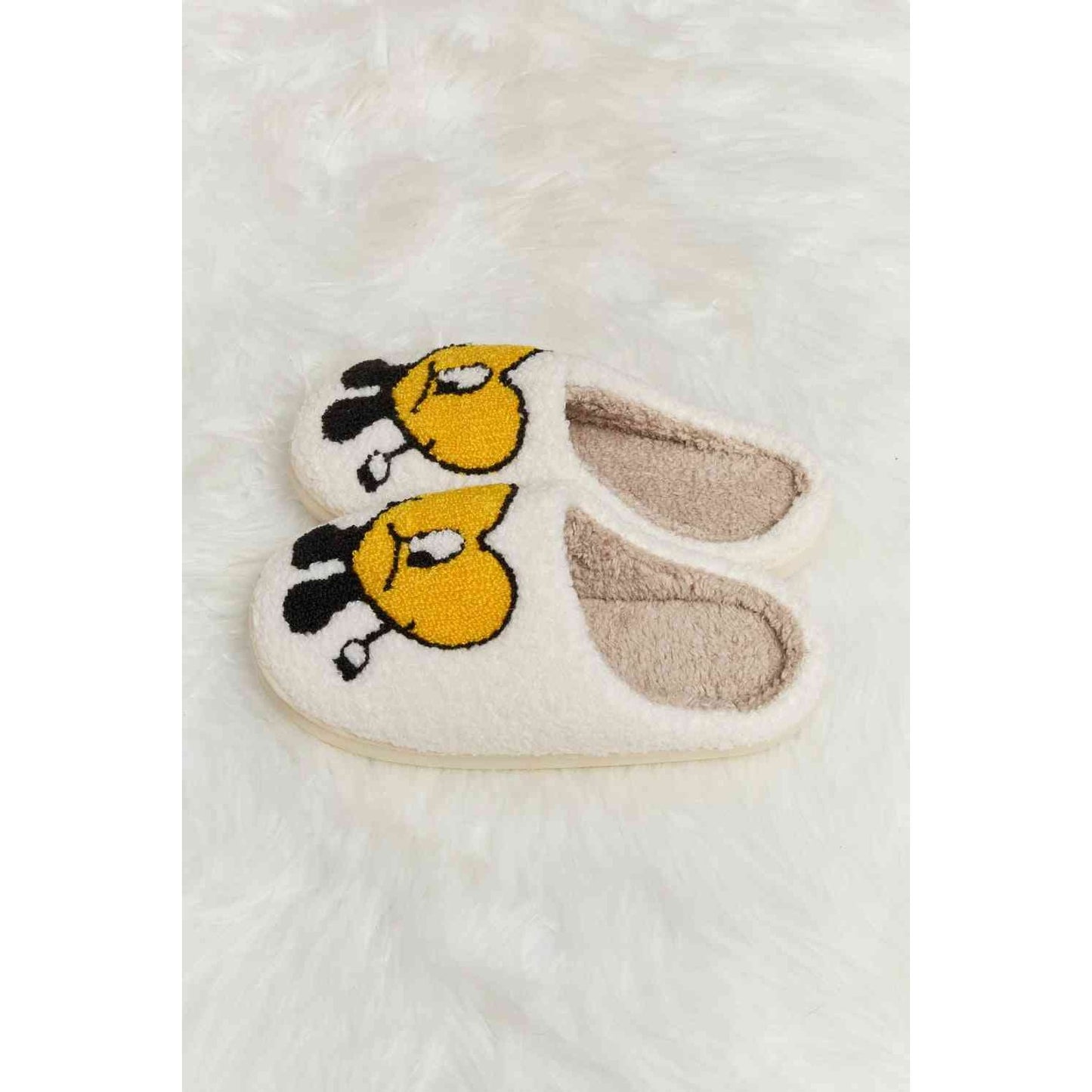 Sad Heart Print Plush Slippers