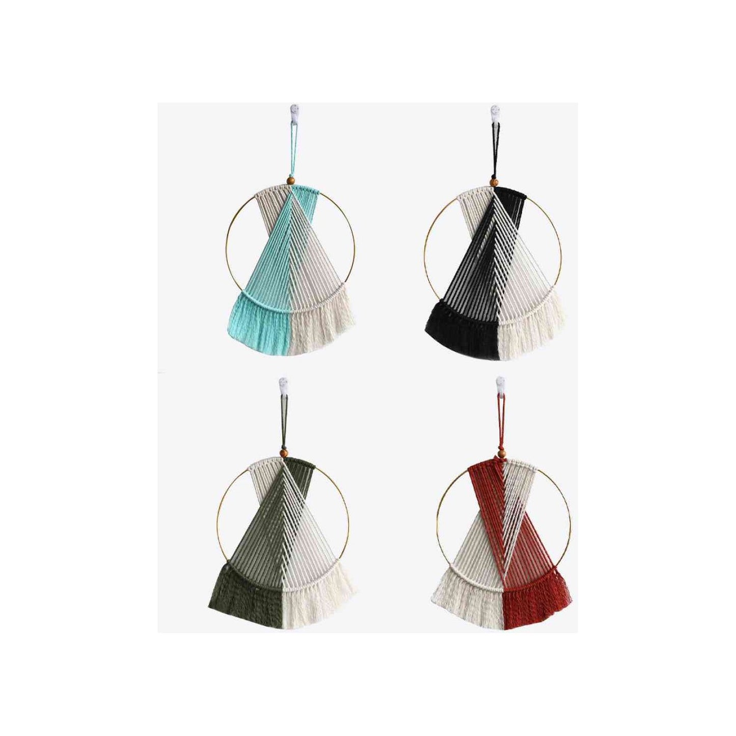 Contrast Fringe Round Macrame Wall Hanging