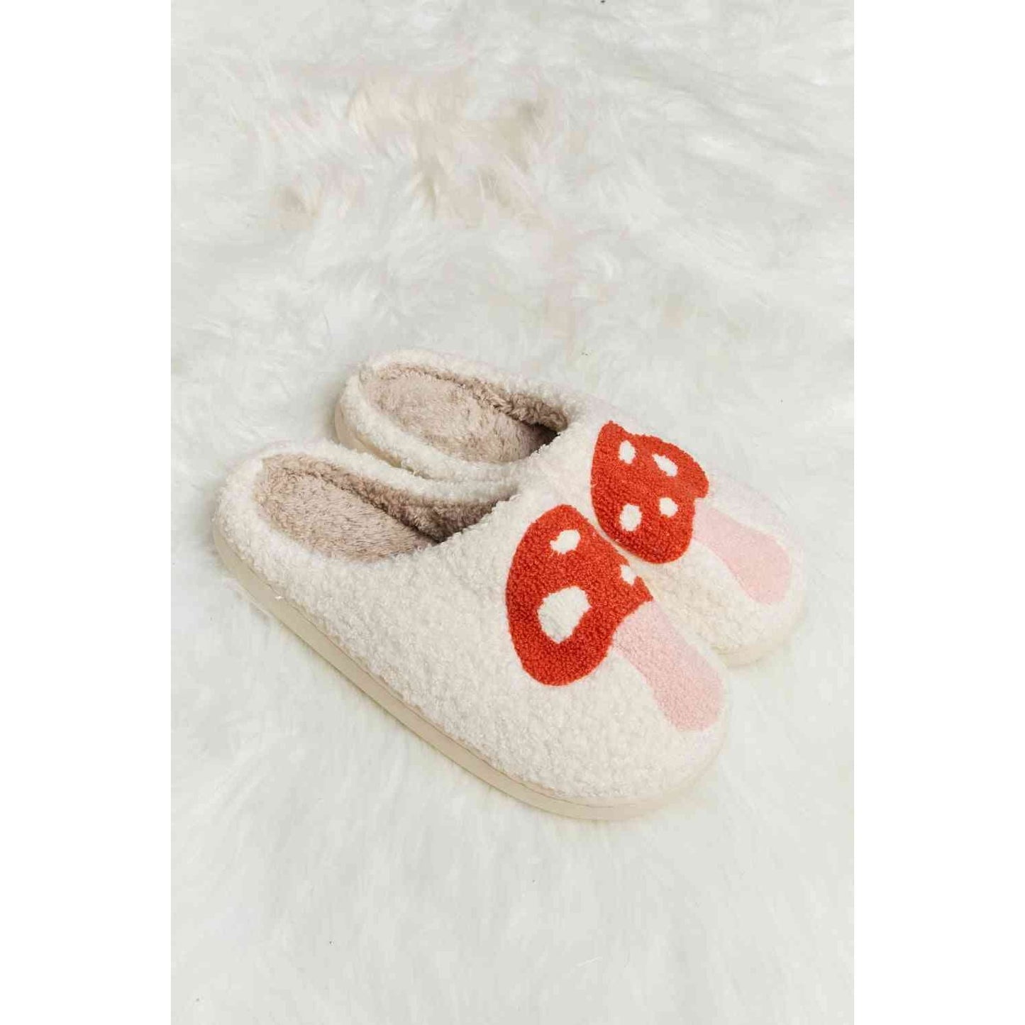 Shroomy Print Plush Slide Slippers