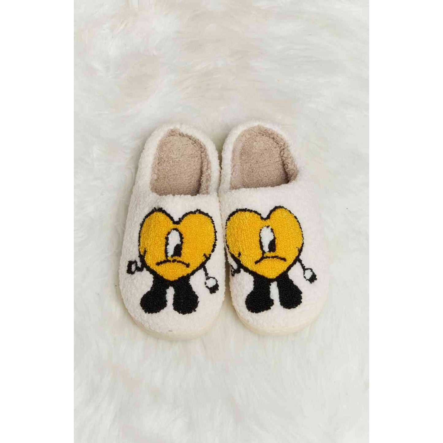 Sad Heart Print Plush Slippers