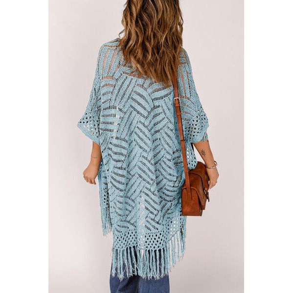 Spring Wrap Cardigan with Fringes