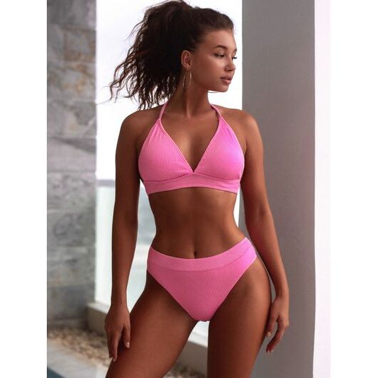 Tied Halter Neck Bikini Set