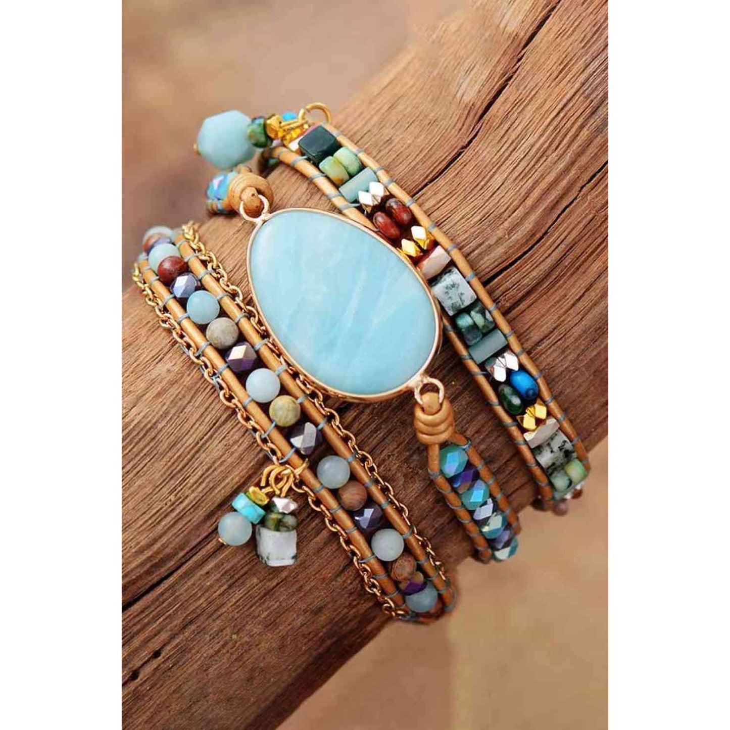 Handmade Natural Stone Beaded Triple Layer Bracelet