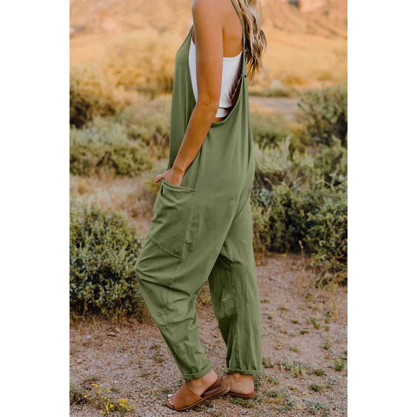 Double Take  V-Neck Sleeveless Jumpsuit with Pocket