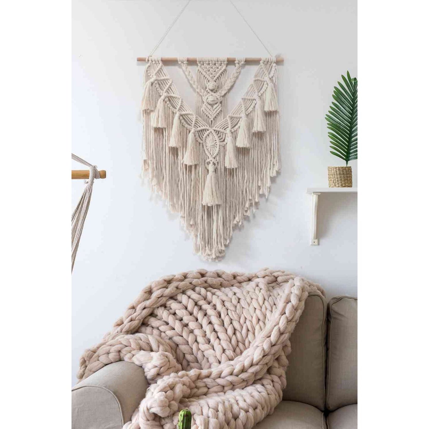 Macrame Fringe Wall Hanging Decor