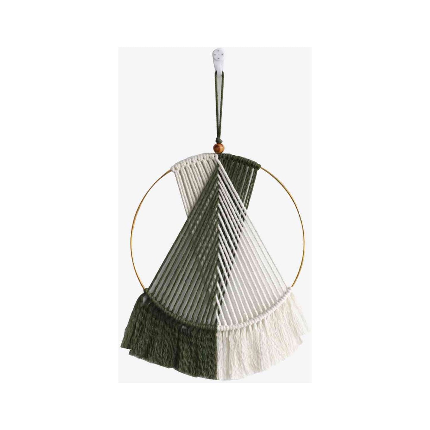 Contrast Fringe Round Macrame Wall Hanging