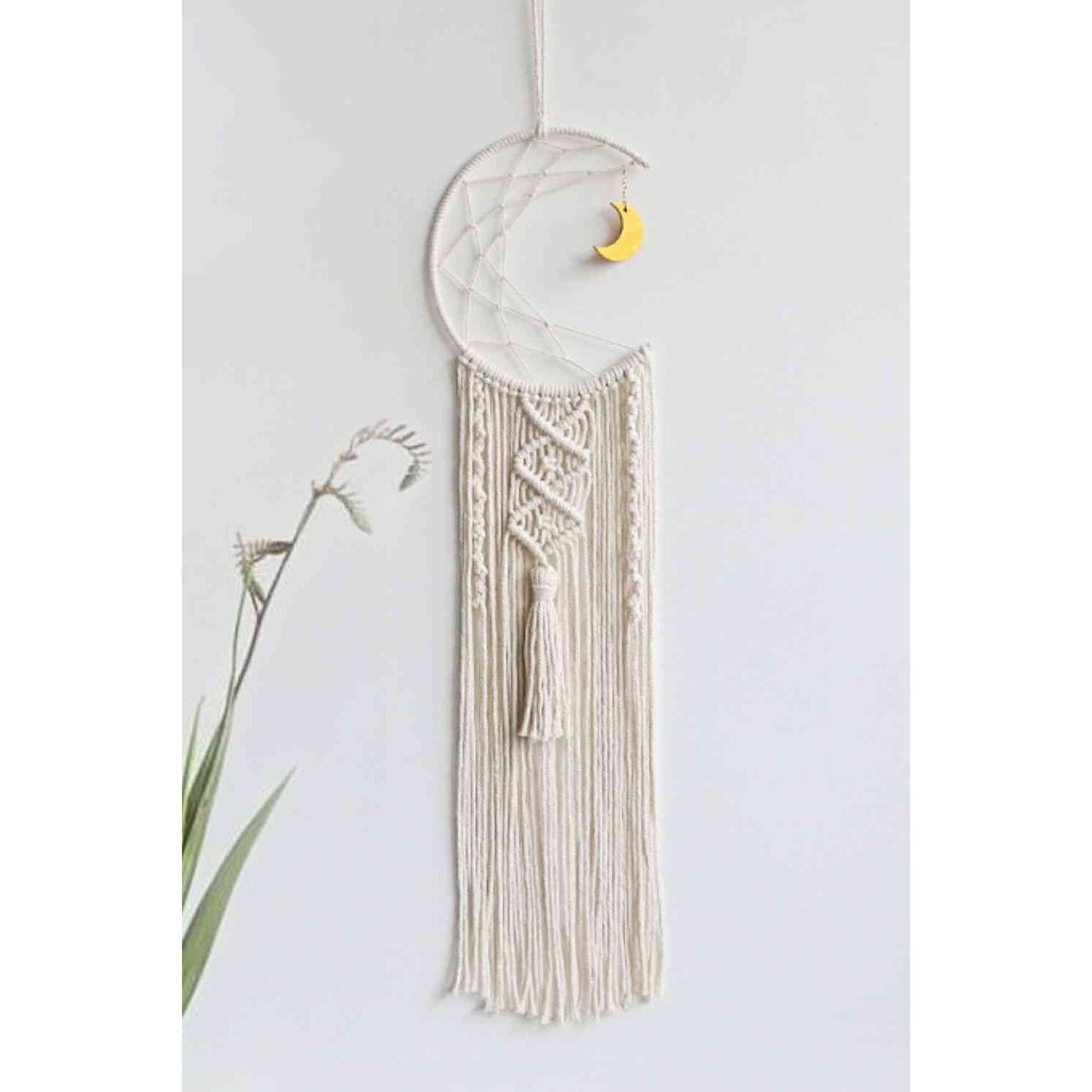 Bohemian Hand-Woven Moon Macrame Wall Hanging