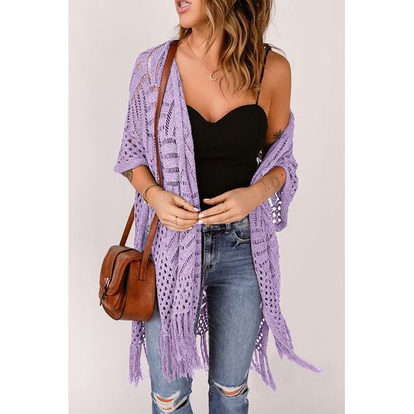 Spring Wrap Cardigan with Fringes