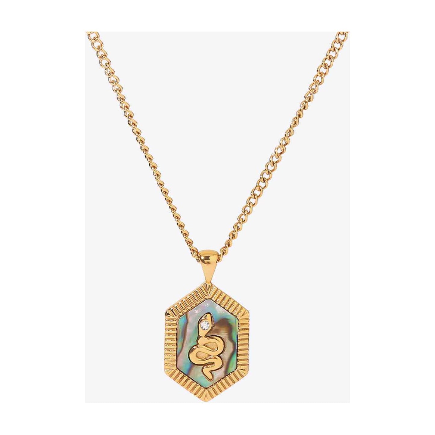 18K Gold Plated Snake Geometric Pendant Necklace