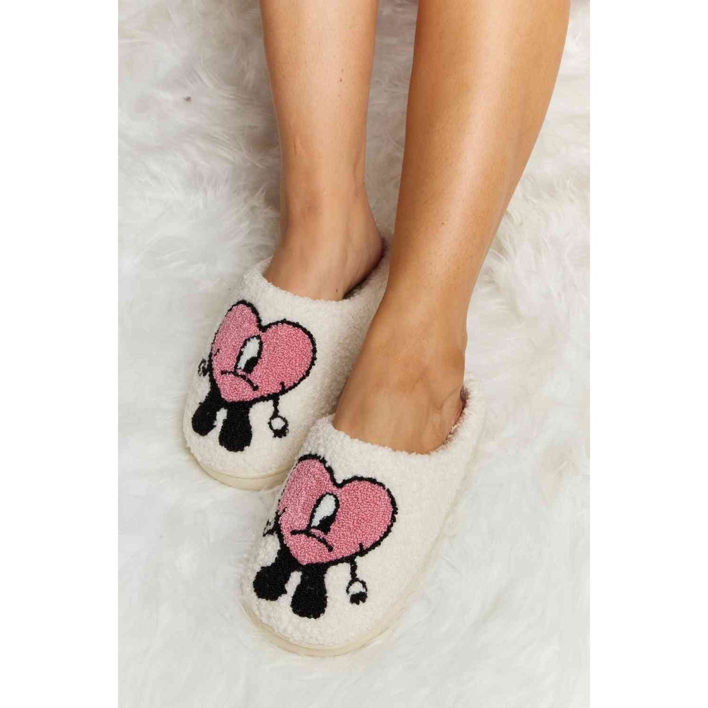 Sad Heart Print Plush Slippers