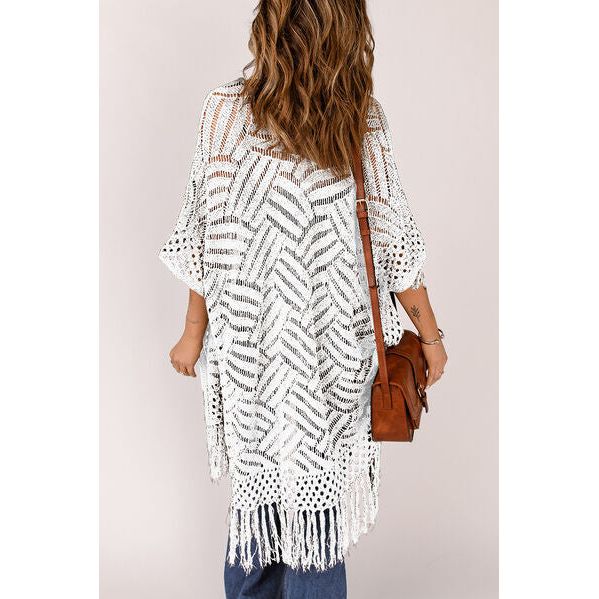 Spring Wrap Cardigan with Fringes