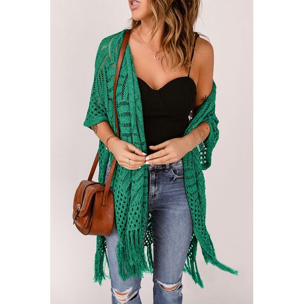 Spring Wrap Cardigan with Fringes