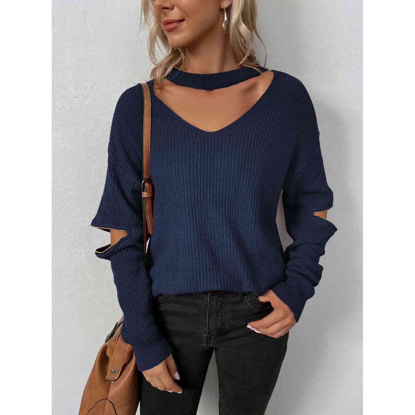 Cutout Zip Detail Sweater