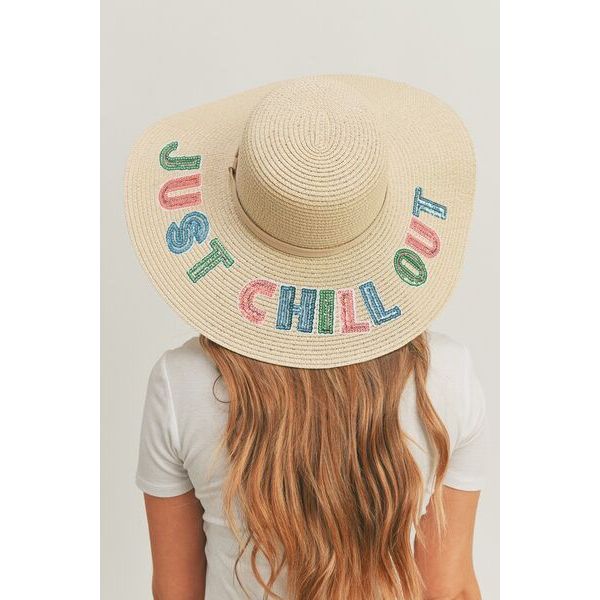 Chill Out Sequin Letter Straw Hat